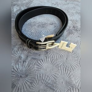 NWT CALVIN KLEIN JEANS Double Stitched Leather Double Prong Belt Size XL